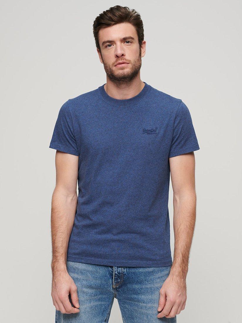Product image 1 of 5, which shows Superdry Organic Cotton Essential Logo T-Shirt, Bright Blue Marl, S