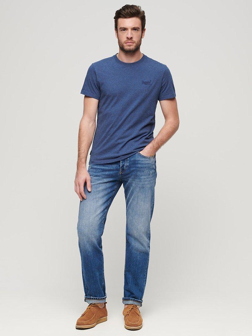 Product image 2 of 5, which shows Superdry Organic Cotton Essential Logo T-Shirt, Bright Blue Marl, S