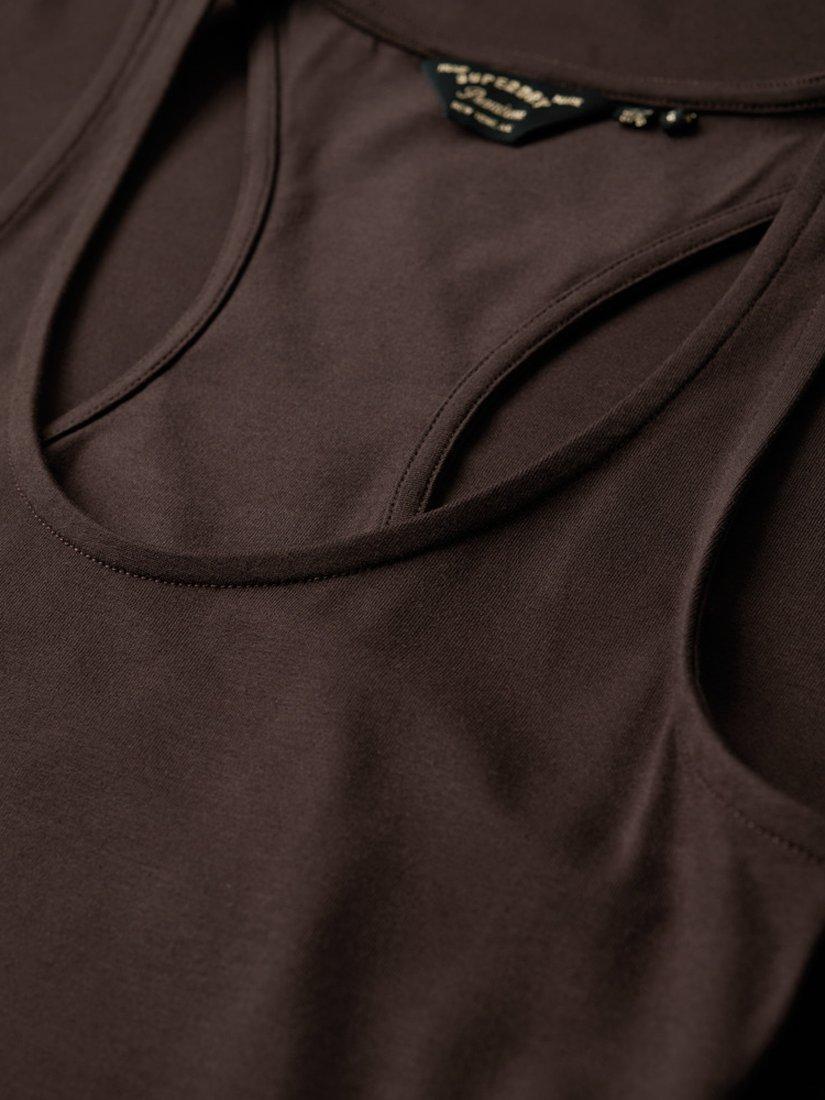 Product image 3 of 5, which shows Superdry Scoop Neck Jersey Midi Dress, Dark Oak Brown, 8
