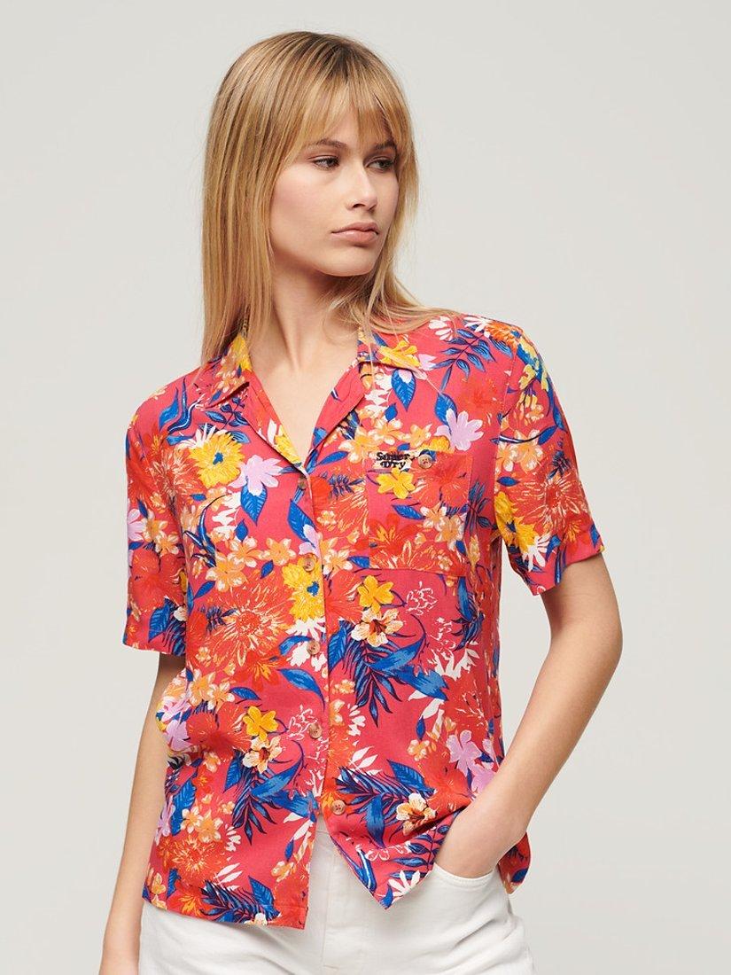 Product image 1 of 4, which shows Superdry Beach Resort Shirt, Pink Anemone, 14