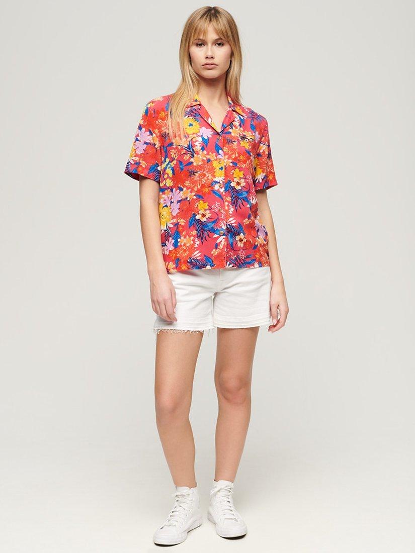 Product image 2 of 4, which shows Superdry Beach Resort Shirt, Pink Anemone, 14