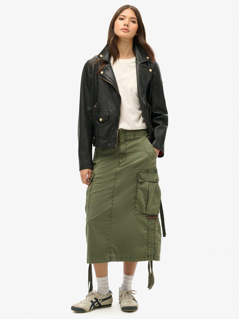Superdry Cargo Midi Skirt, Thyme Green