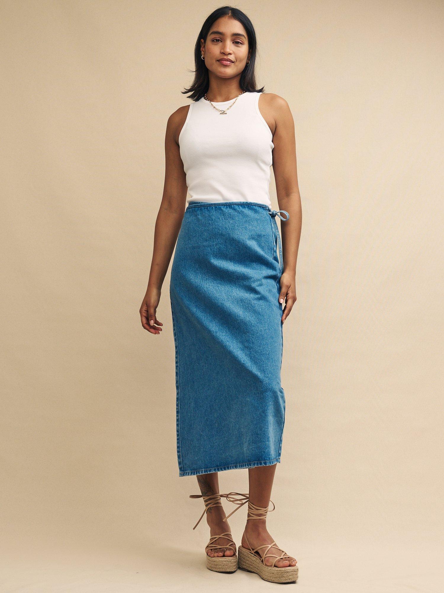 Nobody s Child Latimer Wrap Midi Skirt Blue