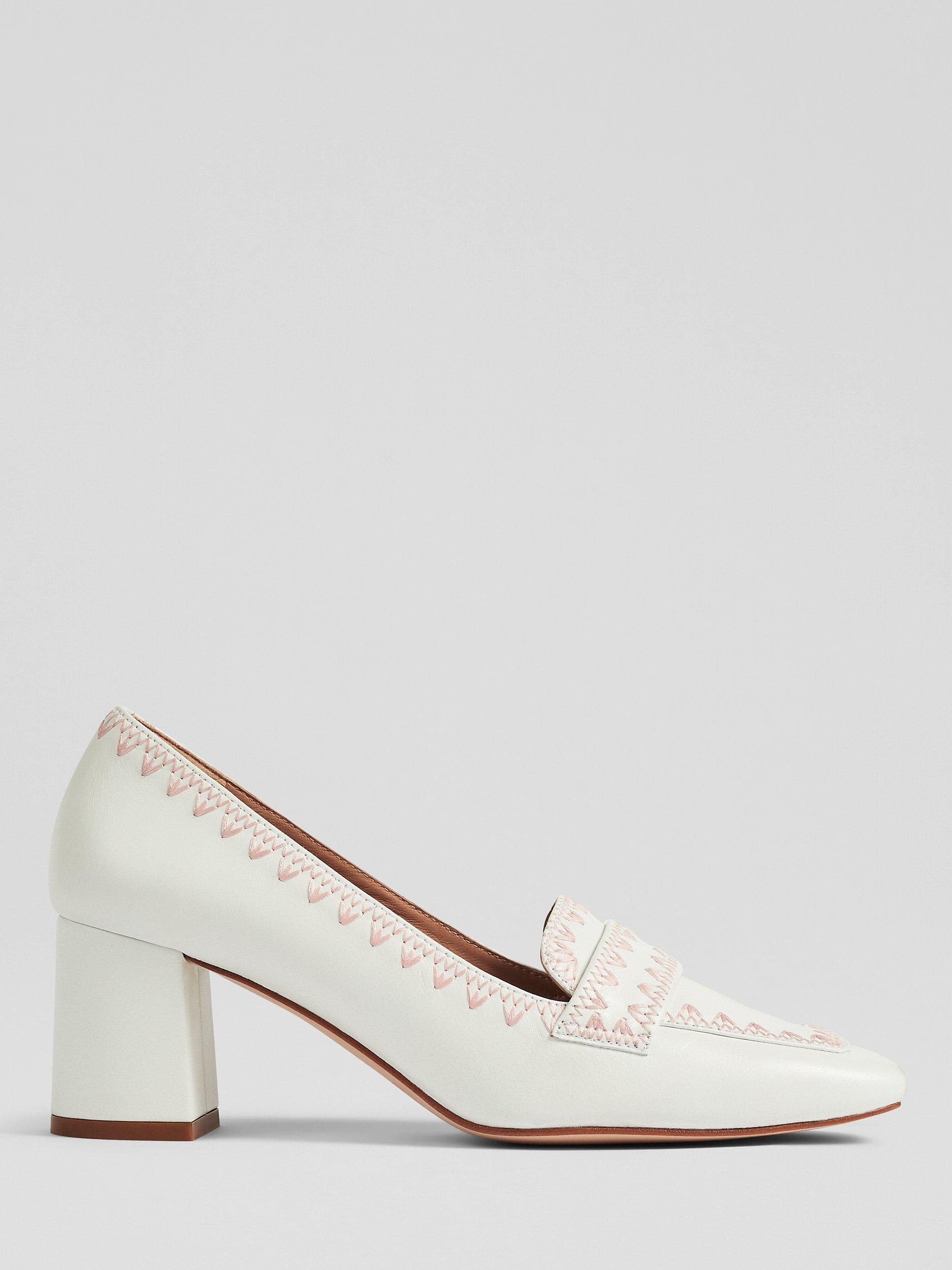 L.K.Bennett Holden Stitching Detail Court Shoes, Off White