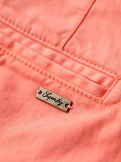 Superdry Chino Hot Shorts, Neon Red - view 2, Neon Red