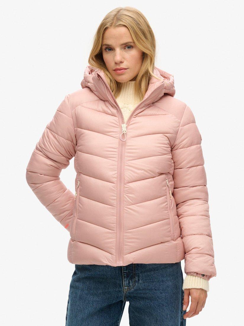 Product image 2 of 7, which shows Superdry Hooded Fuji Padded Jacket, Vintage Blush Pink, 8