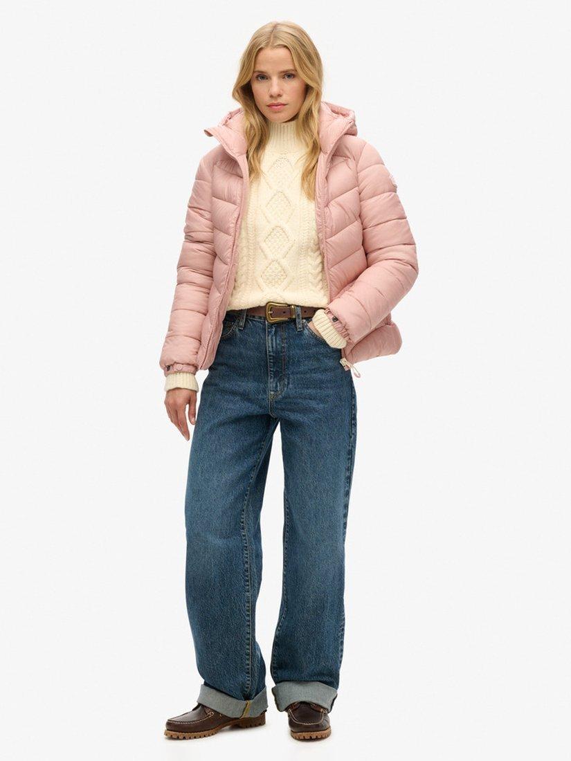 Product image 4 of 7, which shows Superdry Hooded Fuji Padded Jacket, Vintage Blush Pink, 8