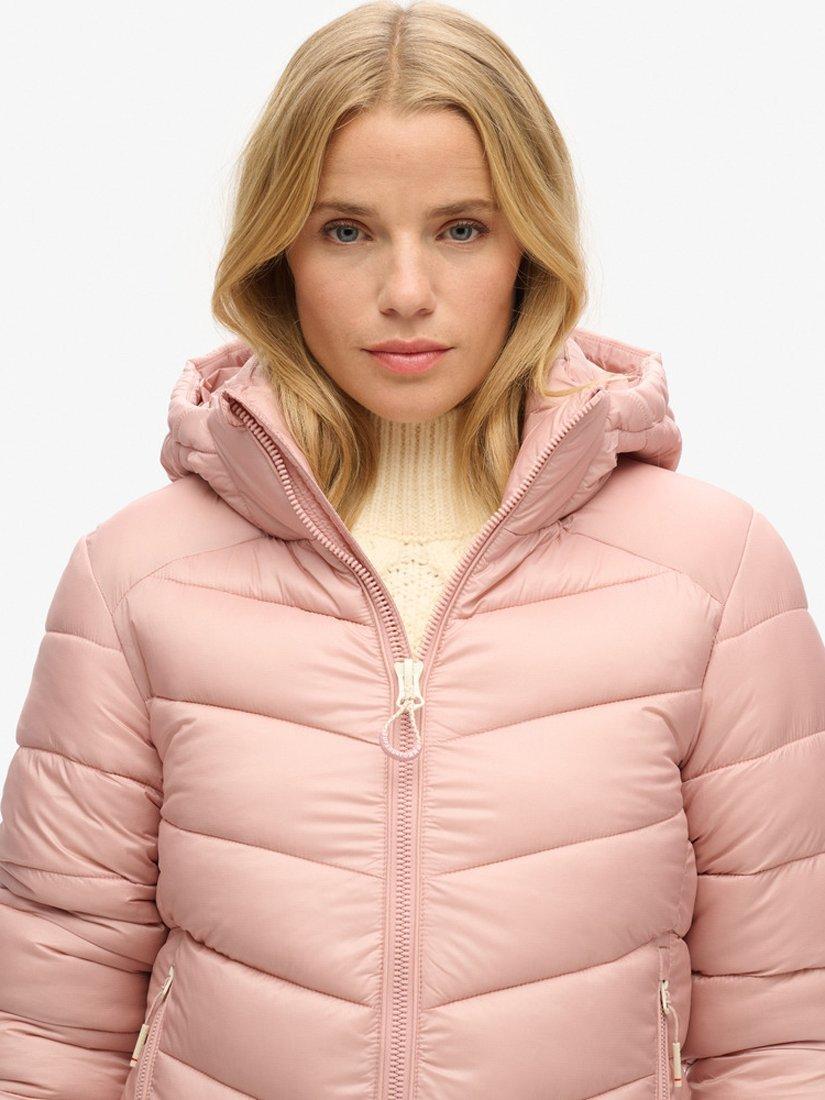 Product image 5 of 7, which shows Superdry Hooded Fuji Padded Jacket, Vintage Blush Pink, 8