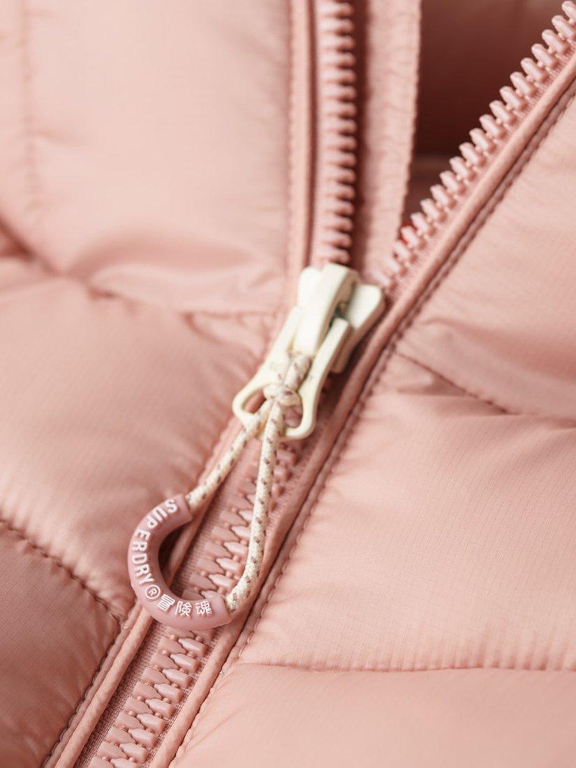 Product image 6 of 7, which shows Superdry Hooded Fuji Padded Jacket, Vintage Blush Pink, 8