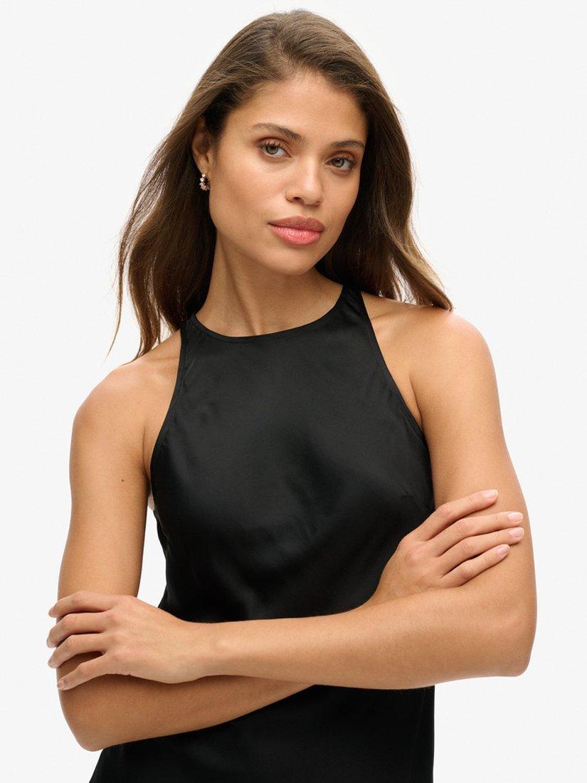 Product image 5 of 6, which shows Superdry Satin Racer Mini Dress, Black, 14