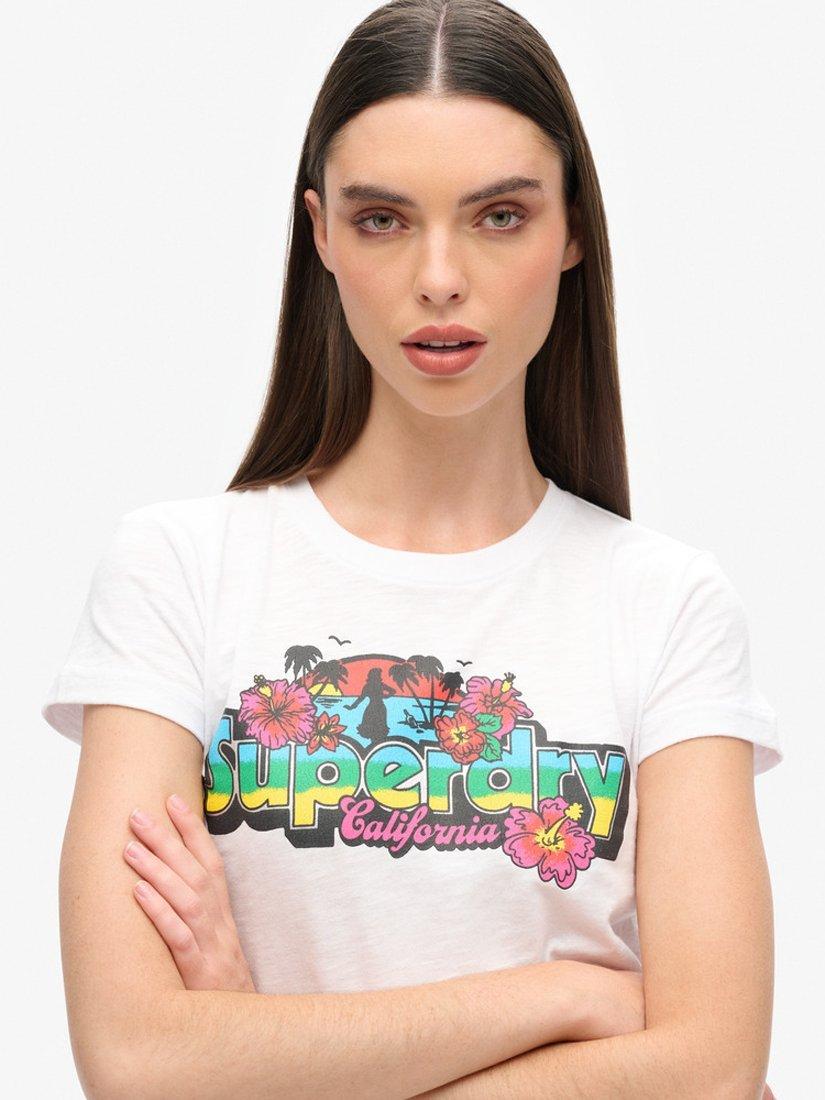 Product image 4 of 5, which shows Superdry Cali Sticker Fitted T-Shirt, Polka, 12