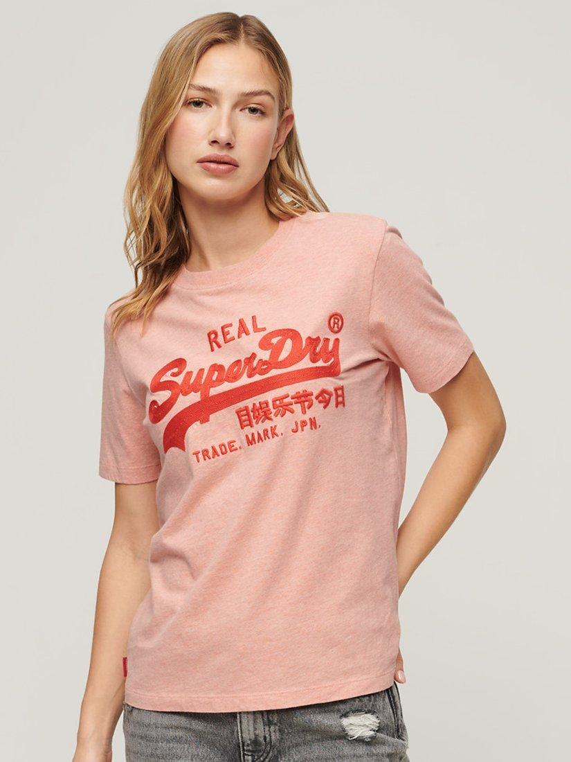 Superdry Embroidered Vintage Logo T-Shirt, Abbey Peach Heather