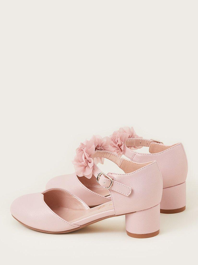 Product image 3 of 3, which shows Monsoon Kids' Corsage Heeled Shoes, Pink, 4