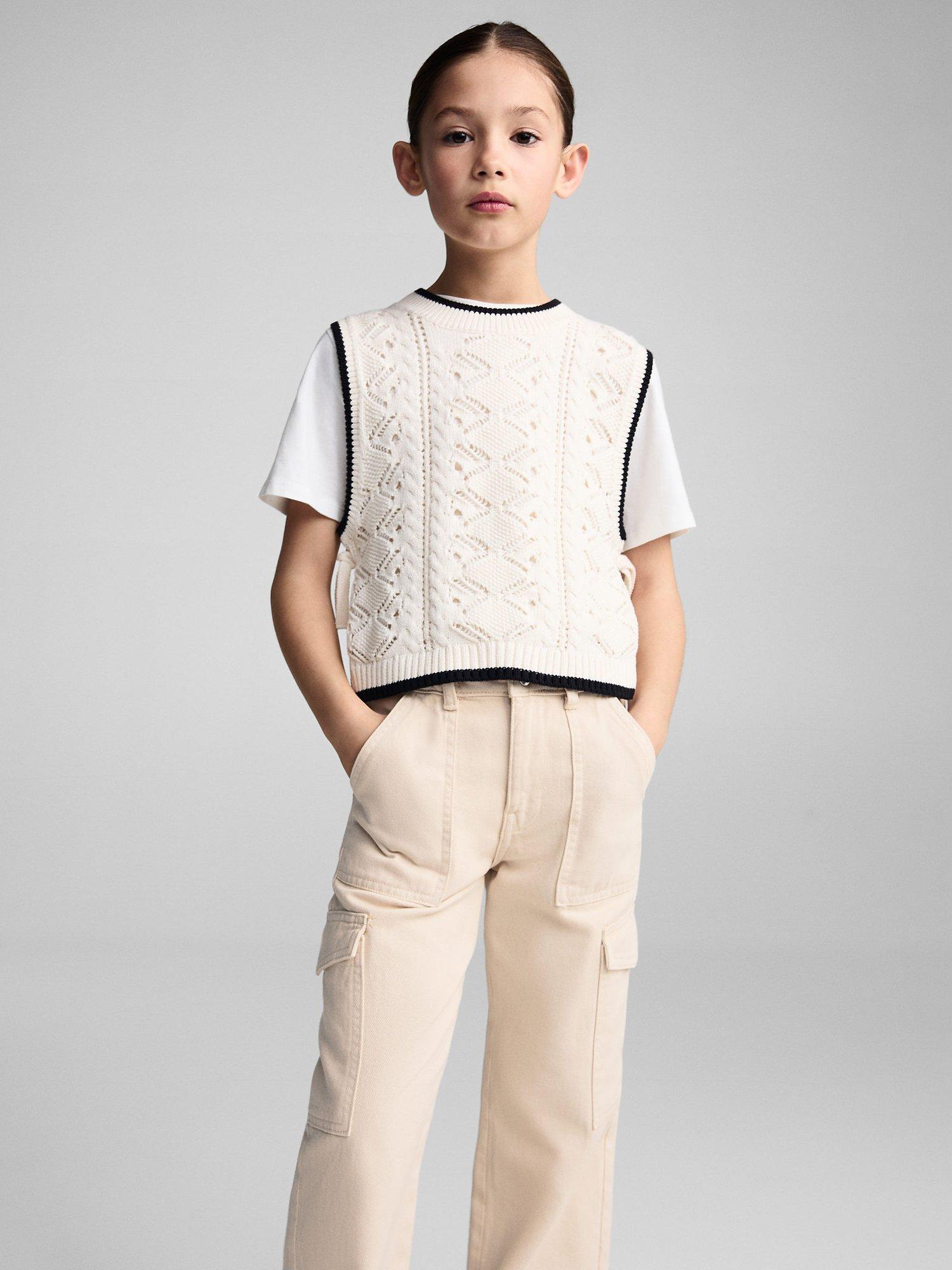 Mango Kids' Cargo Jeans, Light Beige