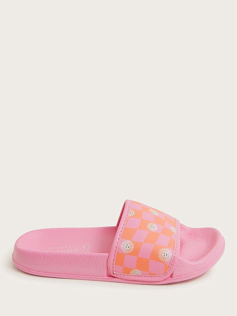 Monsoon Kids' Check Sliders, Pink