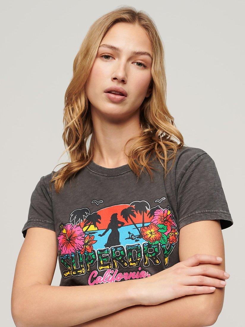 Product image 4 of 5, which shows Superdry Cali Sticker Fitted T-Shirt, Vintage Black, 8