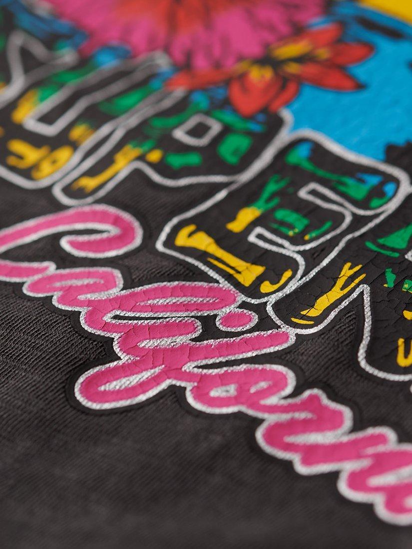 Product image 5 of 5, which shows Superdry Cali Sticker Fitted T-Shirt, Vintage Black, 8