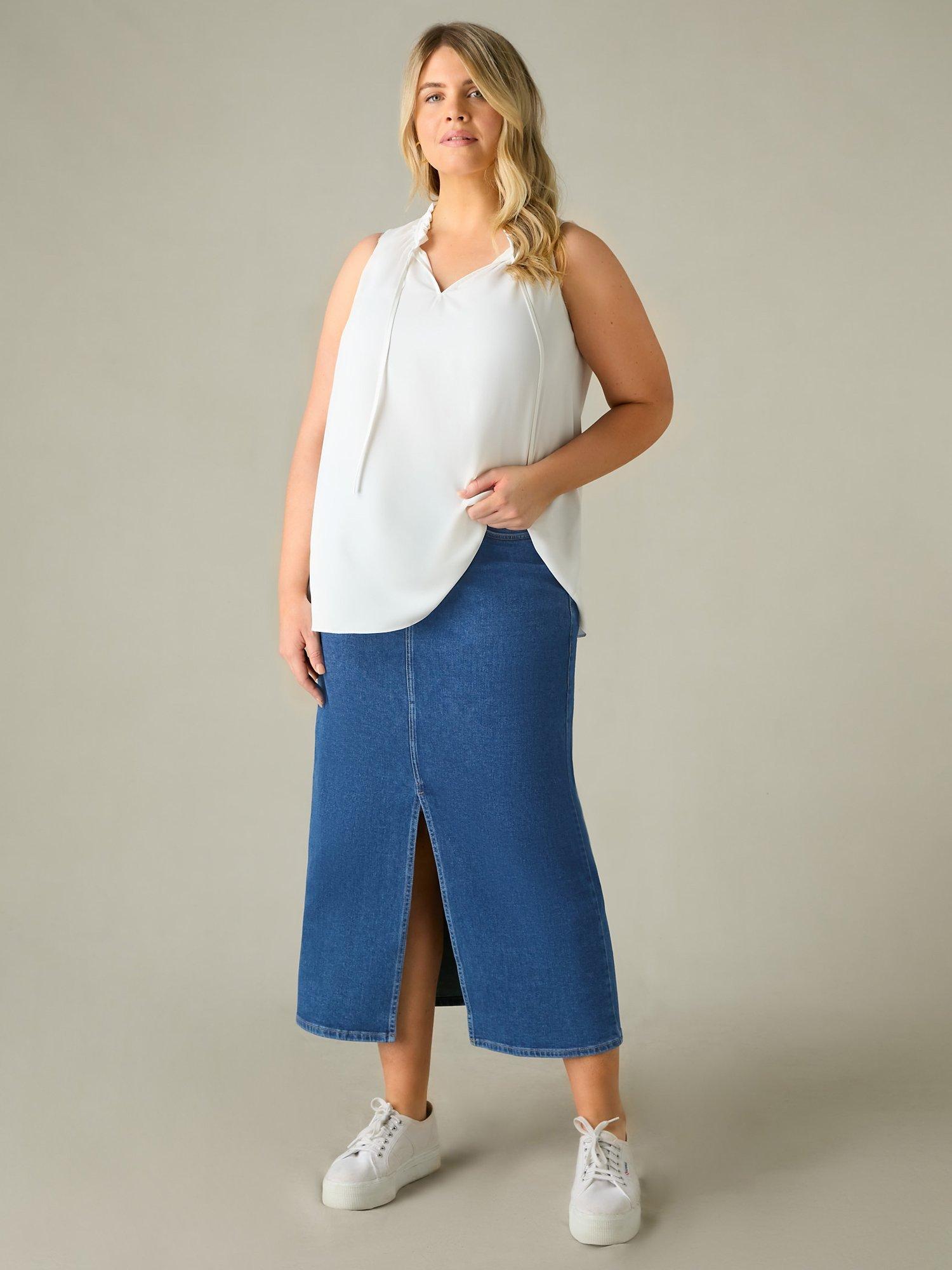 Live Unlimited Curve Ruffle Neck Blouse, White