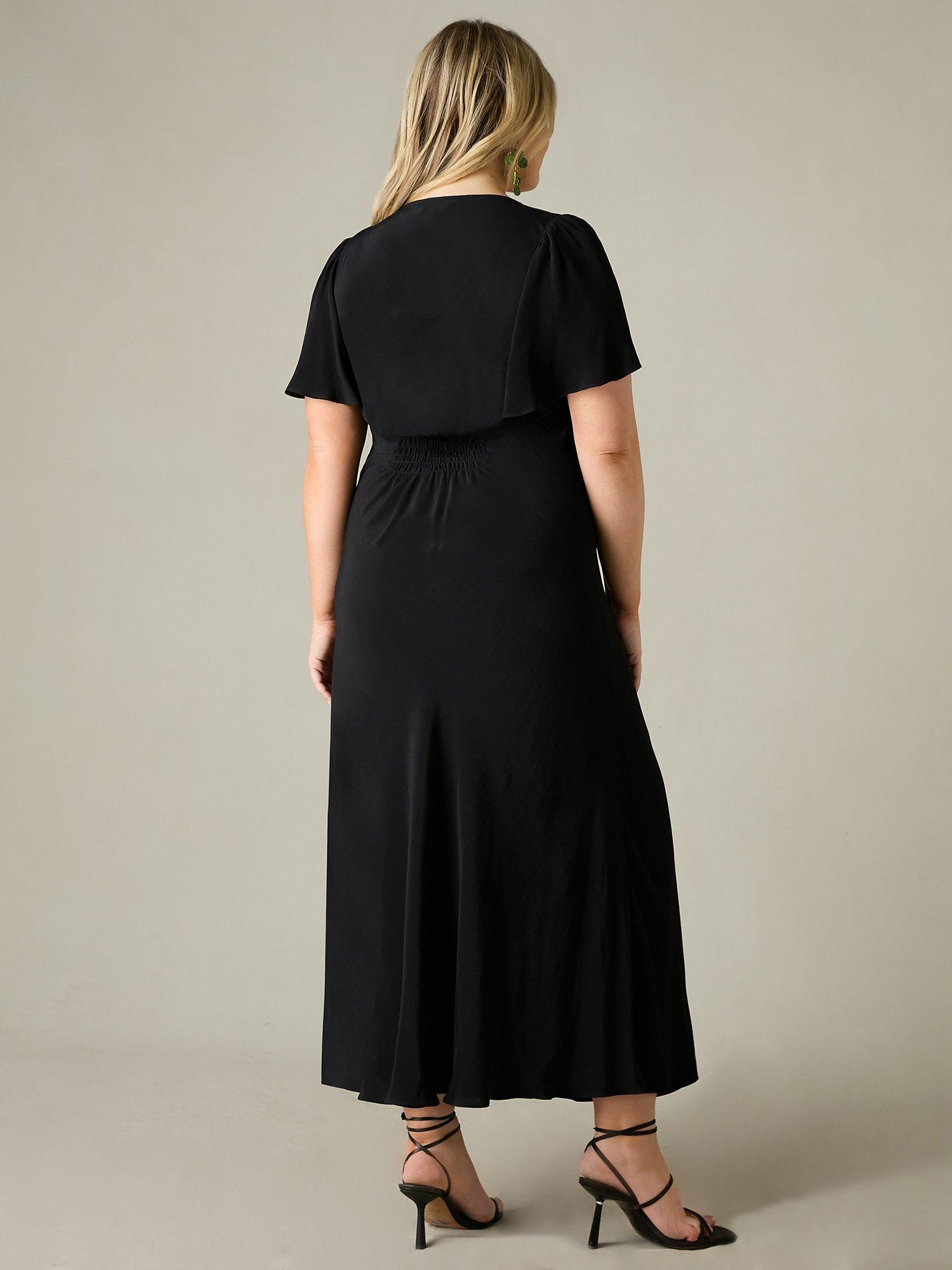 Product image 4 of 5, which shows Live Unlimited Curve Ruched Front Maxi Dress, Black, 12
