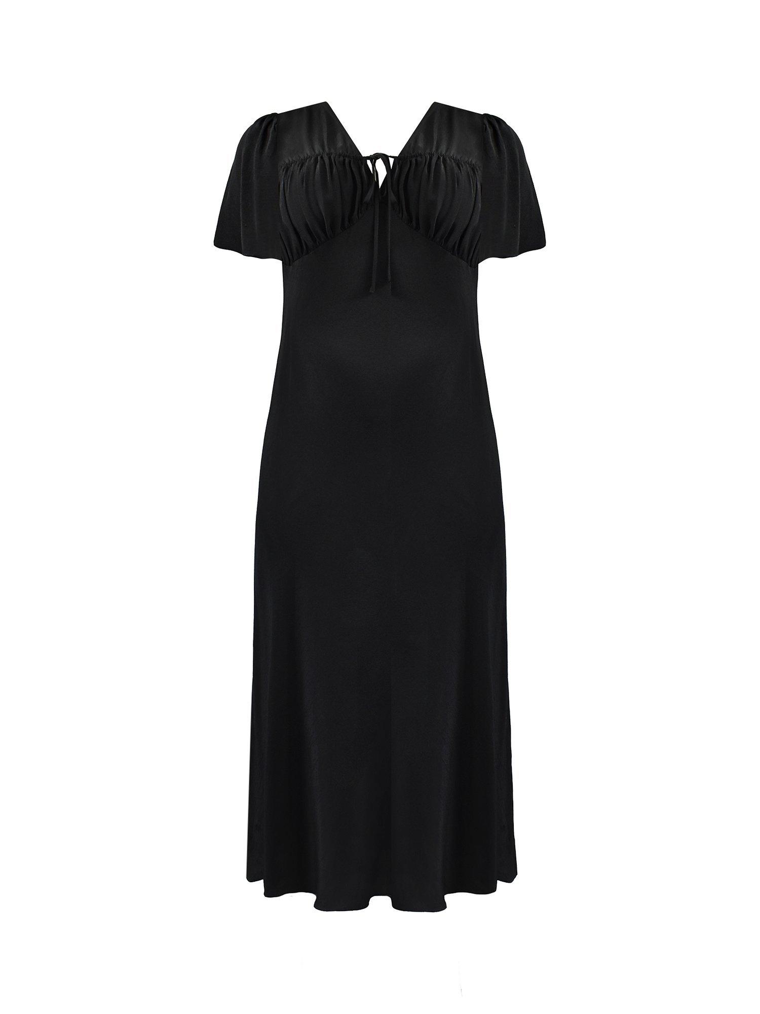 Product image 5 of 5, which shows Live Unlimited Curve Ruched Front Maxi Dress, Black, 12