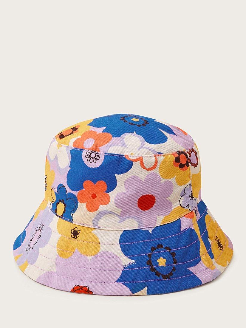Monsoon Kids' Floral/Solid Reversible Bucket Hat, Multi