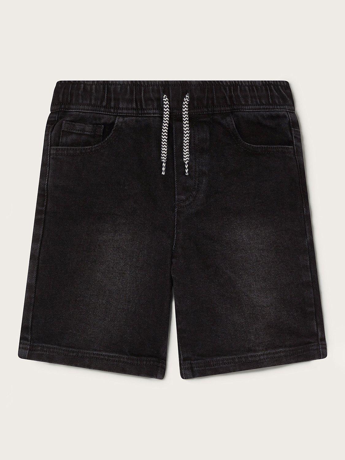 Monsoon Kids' Denim Drawstring Pull On Shorts, Black