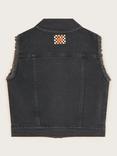 Monsoon Kids' Denim Waistcoat Style Jacket, Black