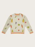 Monsoon Kids' Fruit & Veg Print Sweatshirt, Grey/Multi