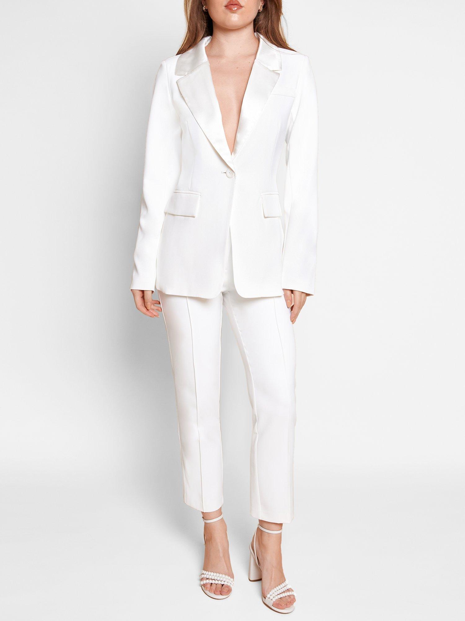 Charlotte Mills Berkeley Cropped Tailored Trousers, White Ivory