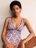 Boden Porto V-Neck Swimsuit, Flora Stamp