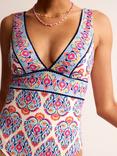 Boden Porto V-Neck Swimsuit, Flora Stamp