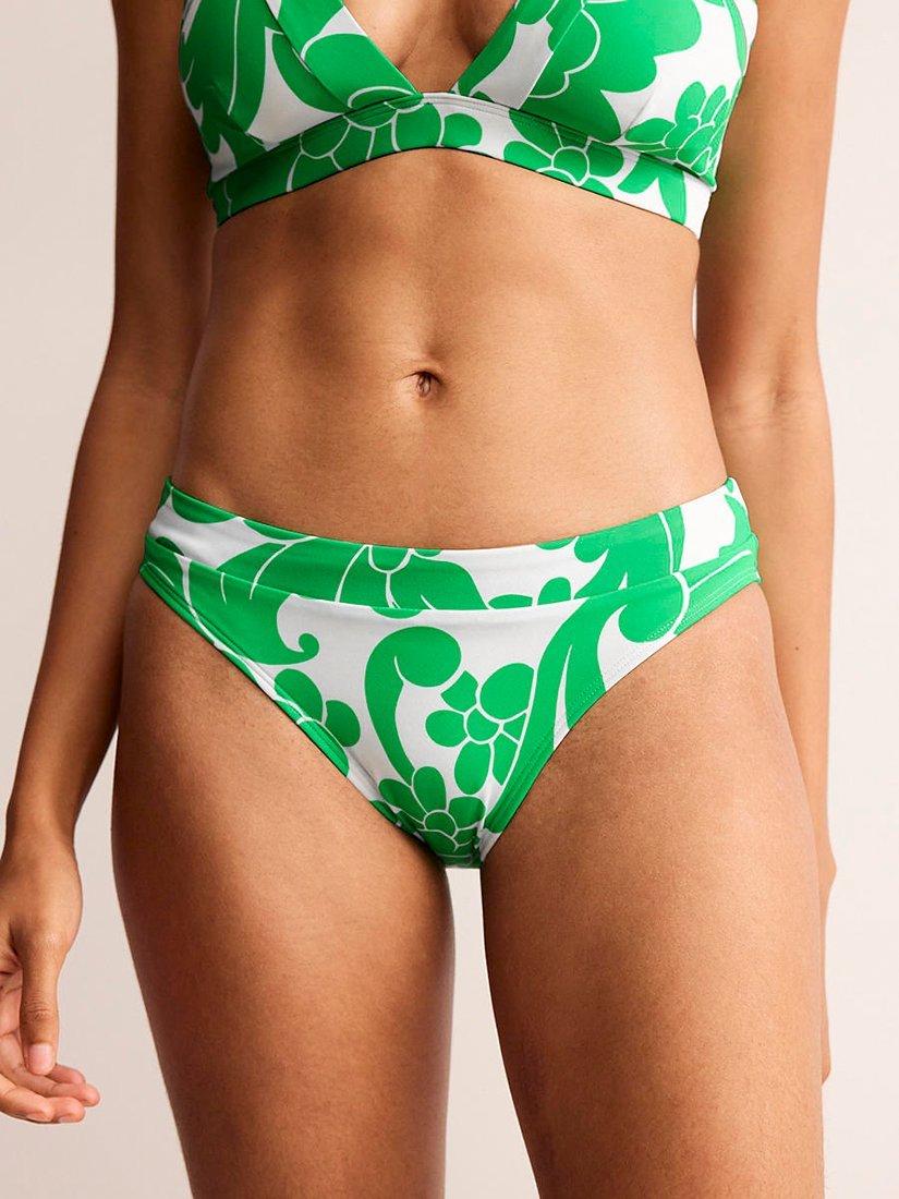 Boden Ithaca Opulent Whirl Print Bikini Bottoms, Green/Multi