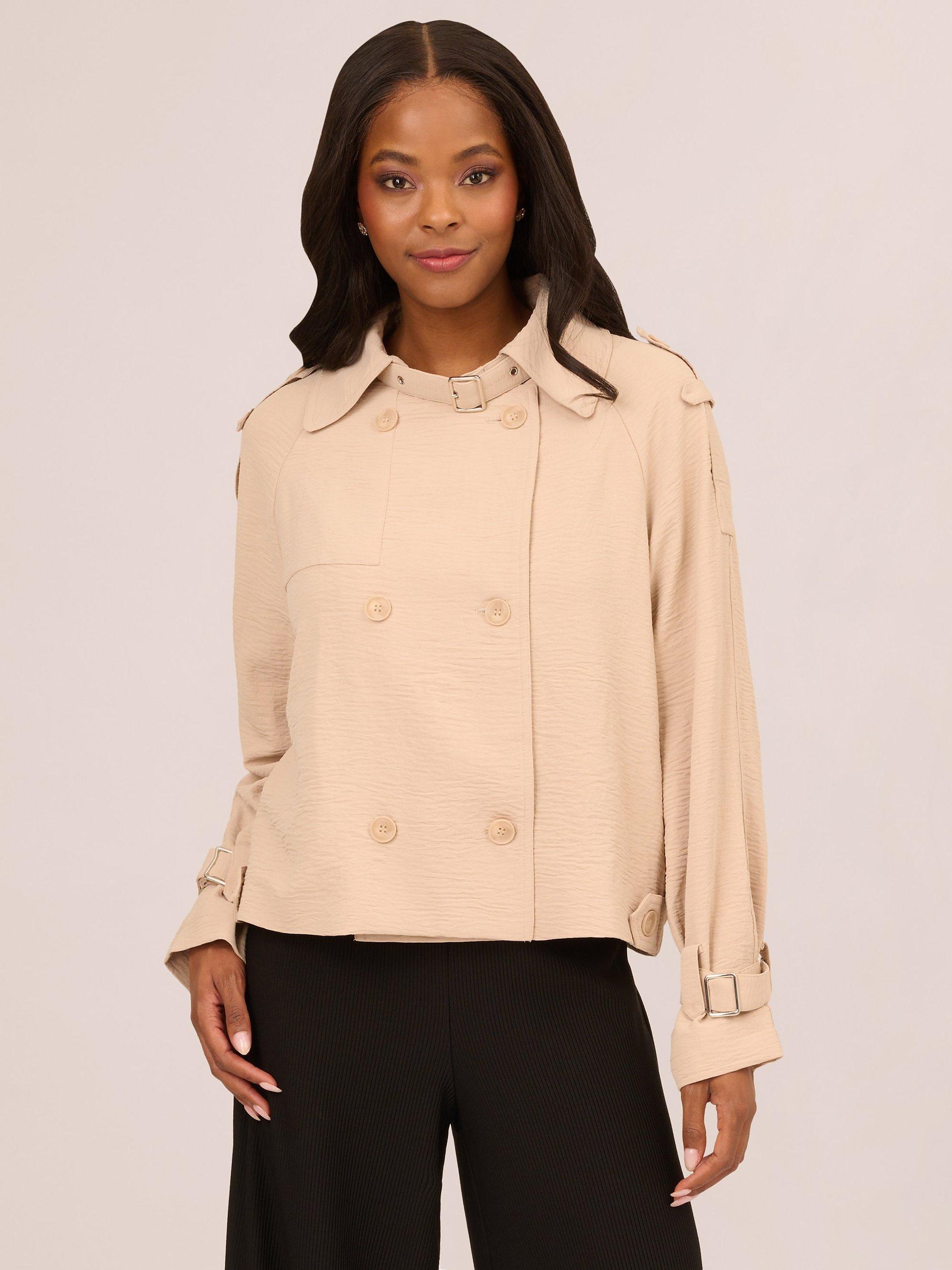 Adrianna Papell Cropped Trench Coat Bamboo