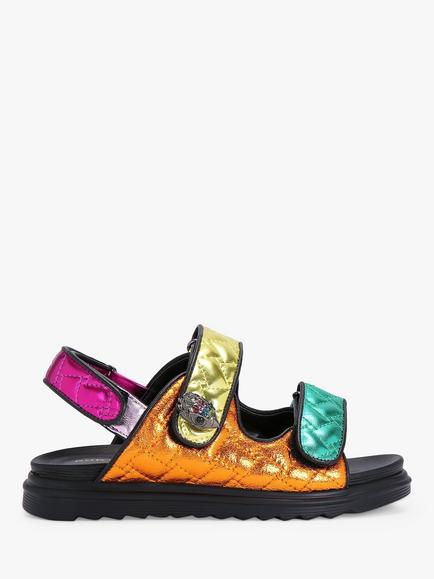 Kurt Geiger London Kids' Mini Orson Leather Sandals, Black/Multi