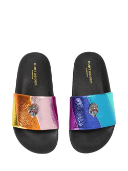 Kurt Geiger London Kids' Meena Eagle Embellished Slider Sandals, Multi - view 2, Multi