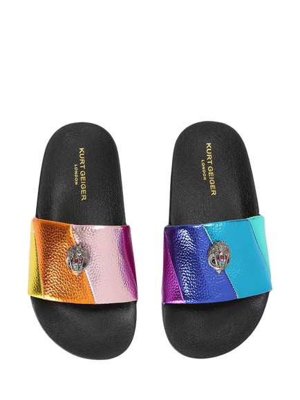 Kurt Geiger London Kids' Meena Eagle Embellished Slider Sandals, Multi - view 2, Multi