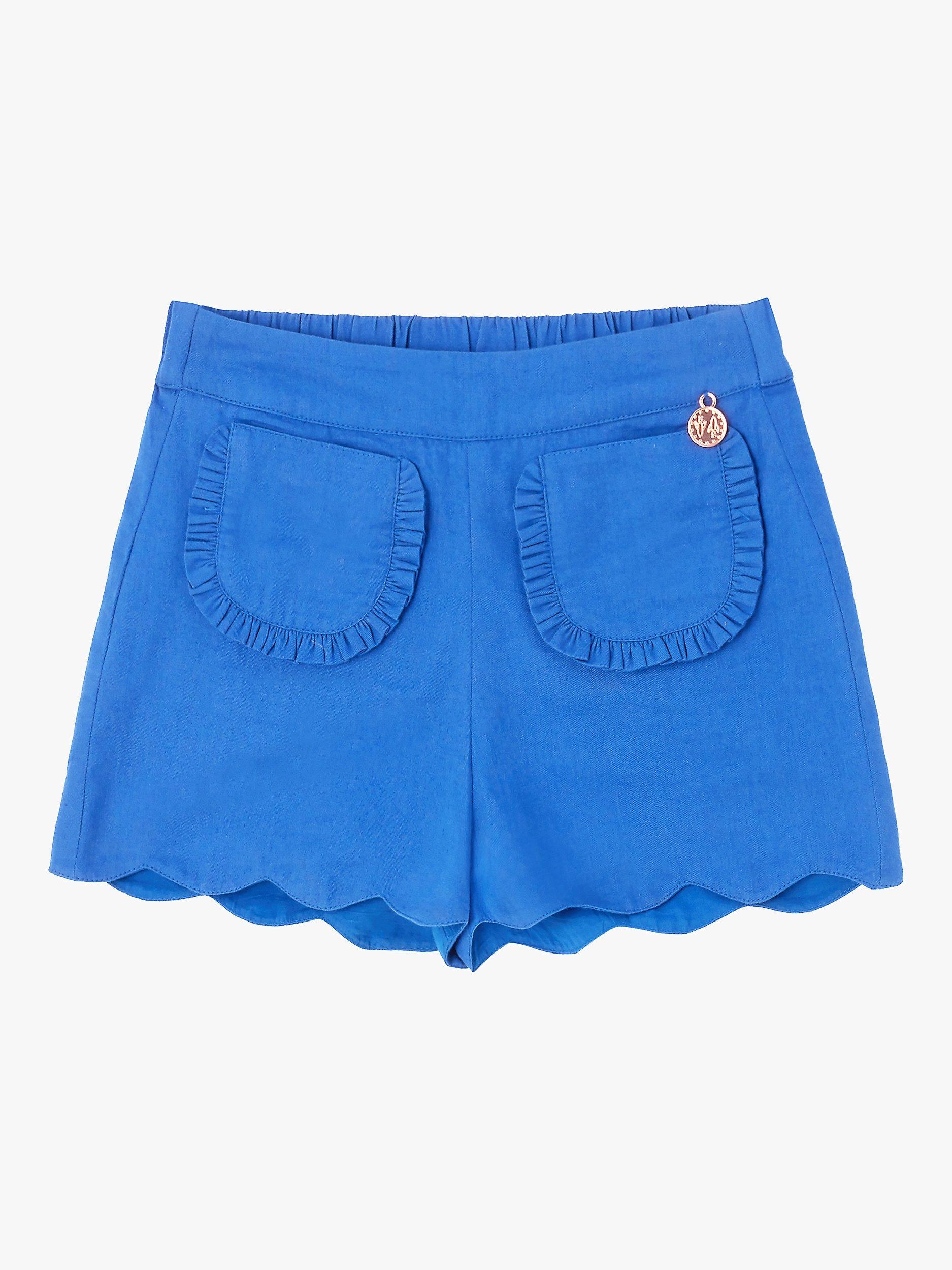 Product image 3 of 5, which shows Angel & Rocket Kids' Lacey Scallop Hem Shorts, Blue, 4 years