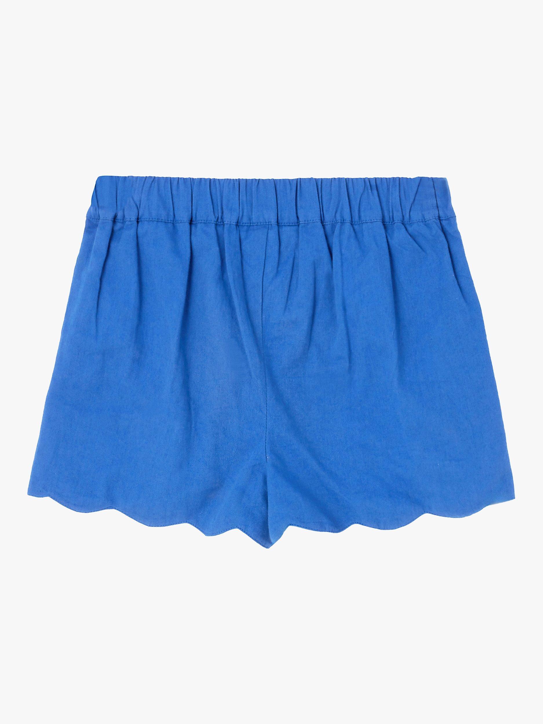 Product image 4 of 5, which shows Angel & Rocket Kids' Lacey Scallop Hem Shorts, Blue, 4 years