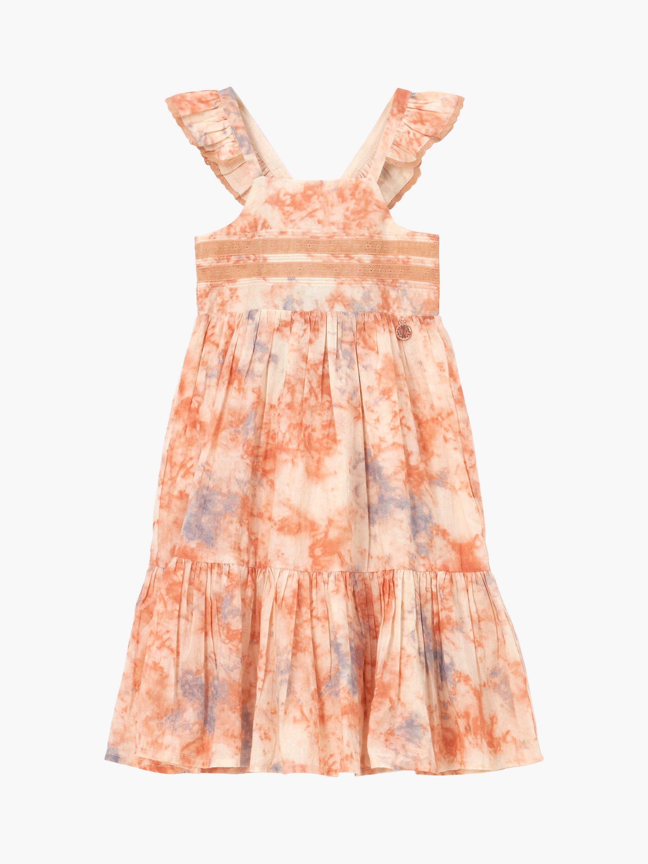 Product image 3 of 5, which shows Angel & Rocket Kids' April Tie Dye Tiered Dress, Orange Pastel, 9 years