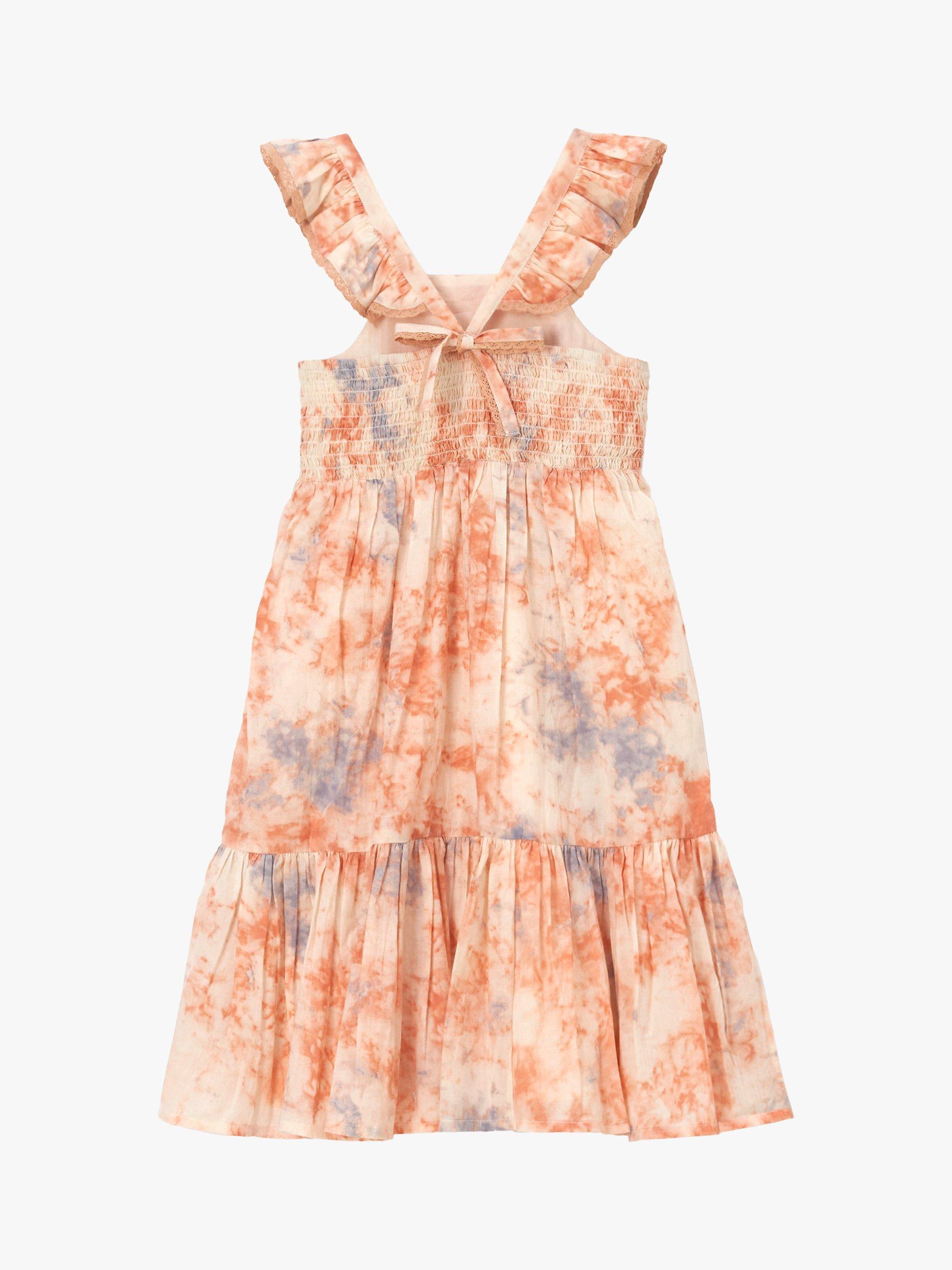Product image 4 of 5, which shows Angel & Rocket Kids' April Tie Dye Tiered Dress, Orange Pastel, 9 years