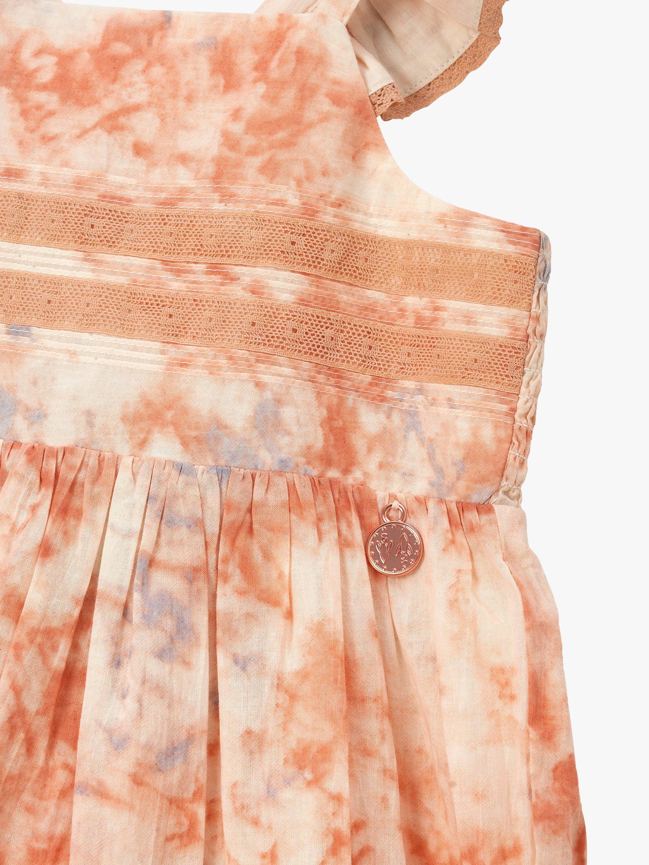 Product image 5 of 5, which shows Angel & Rocket Kids' April Tie Dye Tiered Dress, Orange Pastel, 9 years