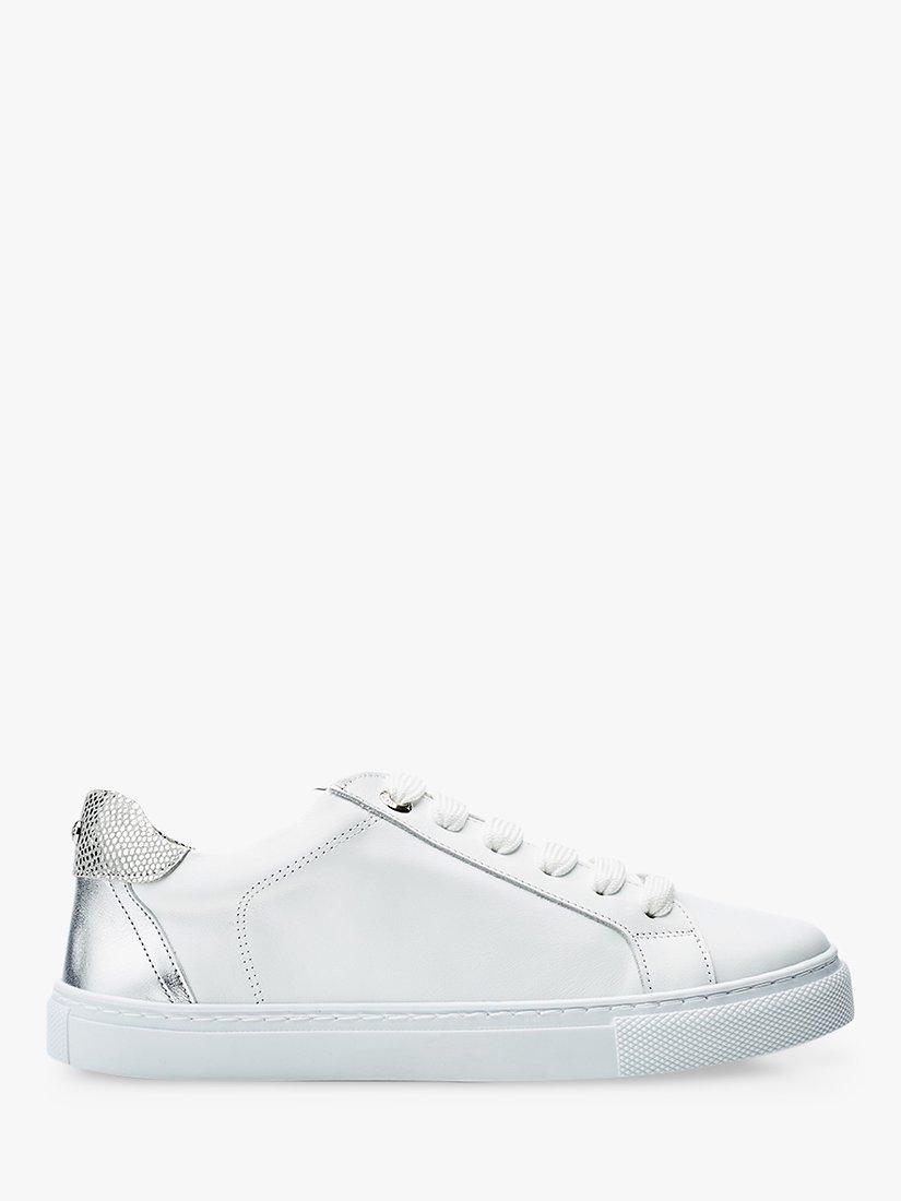 Moda in Pelle Braidie Low Top Leather Trainers, White/Silver