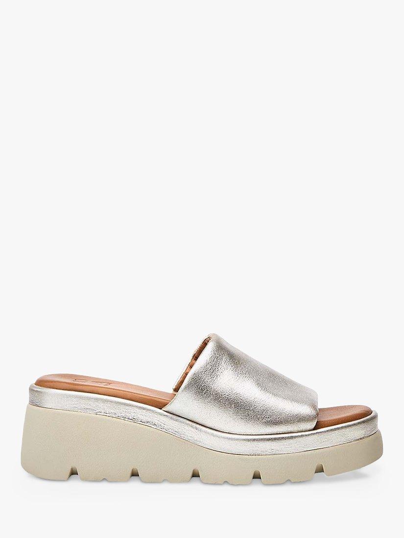 Moda in Pelle Namya Leather Wedge Heel Mules, Silver
