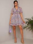 Chi Chi London Floral Frill Mini Dress, Multi, Multi