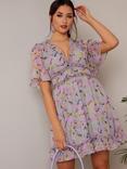 Chi Chi London Floral Frill Mini Dress, Multi, Multi
