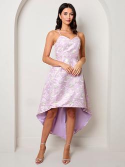 Chi Chi London Cami Floral Print Dip Hem Midi Dress, Purple