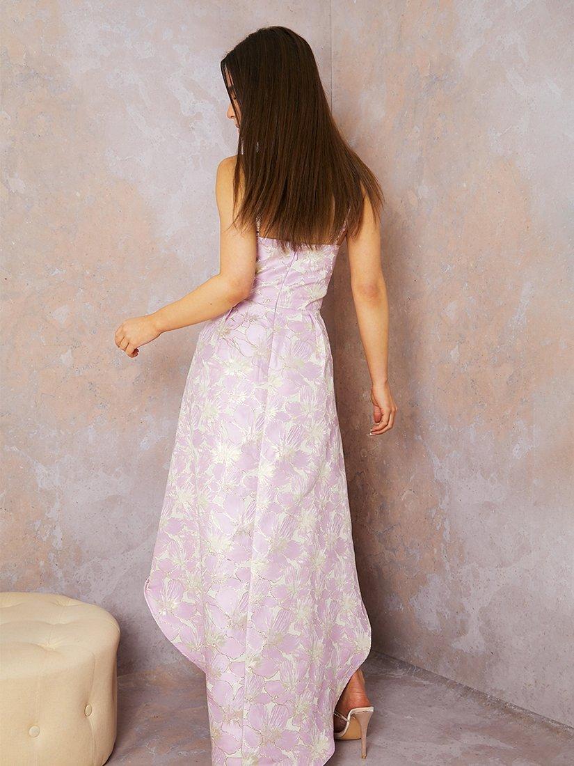 Product image 4 of 4, which shows Chi Chi London Cami Floral Print Dip Hem Midi Dress, Purple, 6