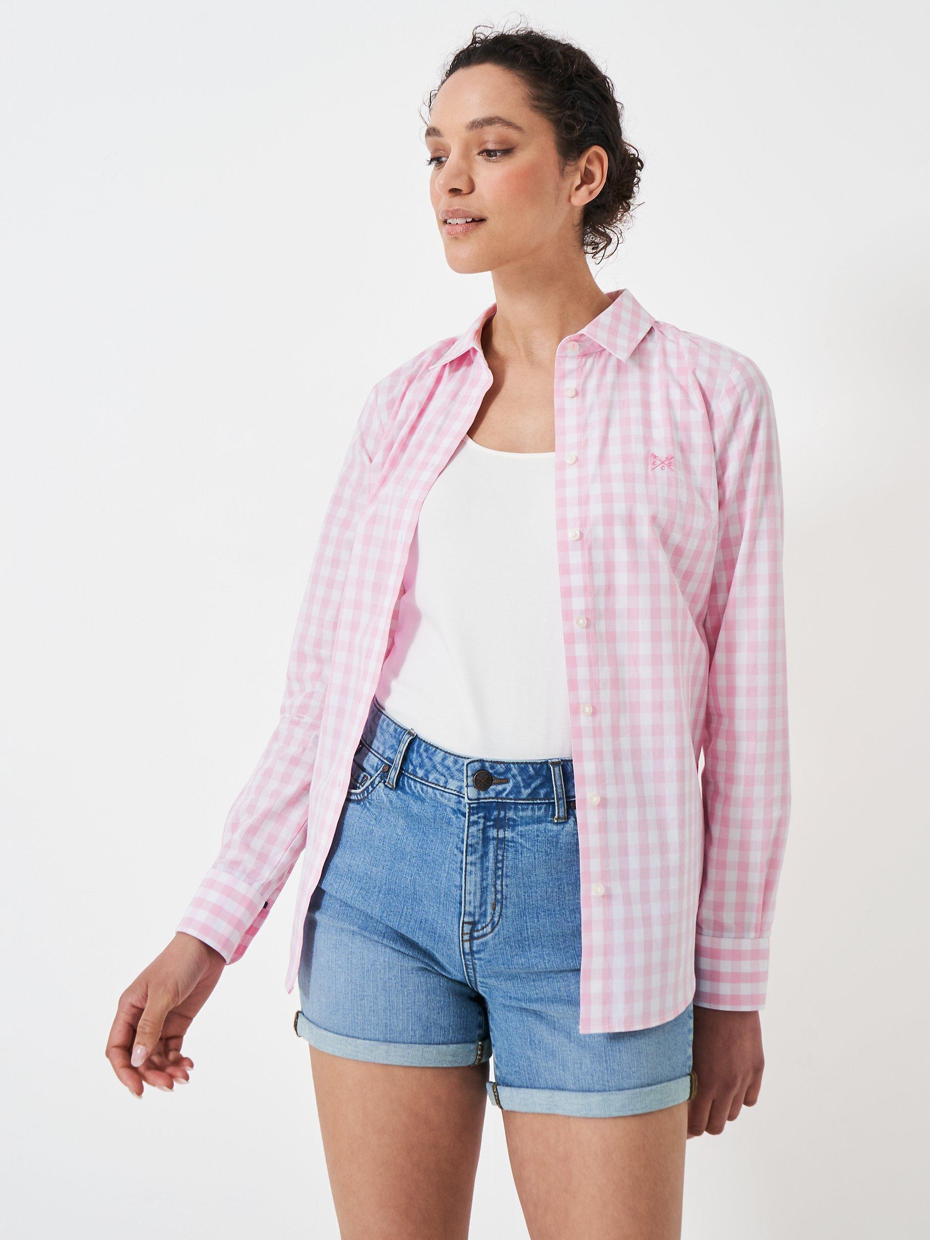 Crew Clothing Classic Fit Gingham Shirt, Light Pink