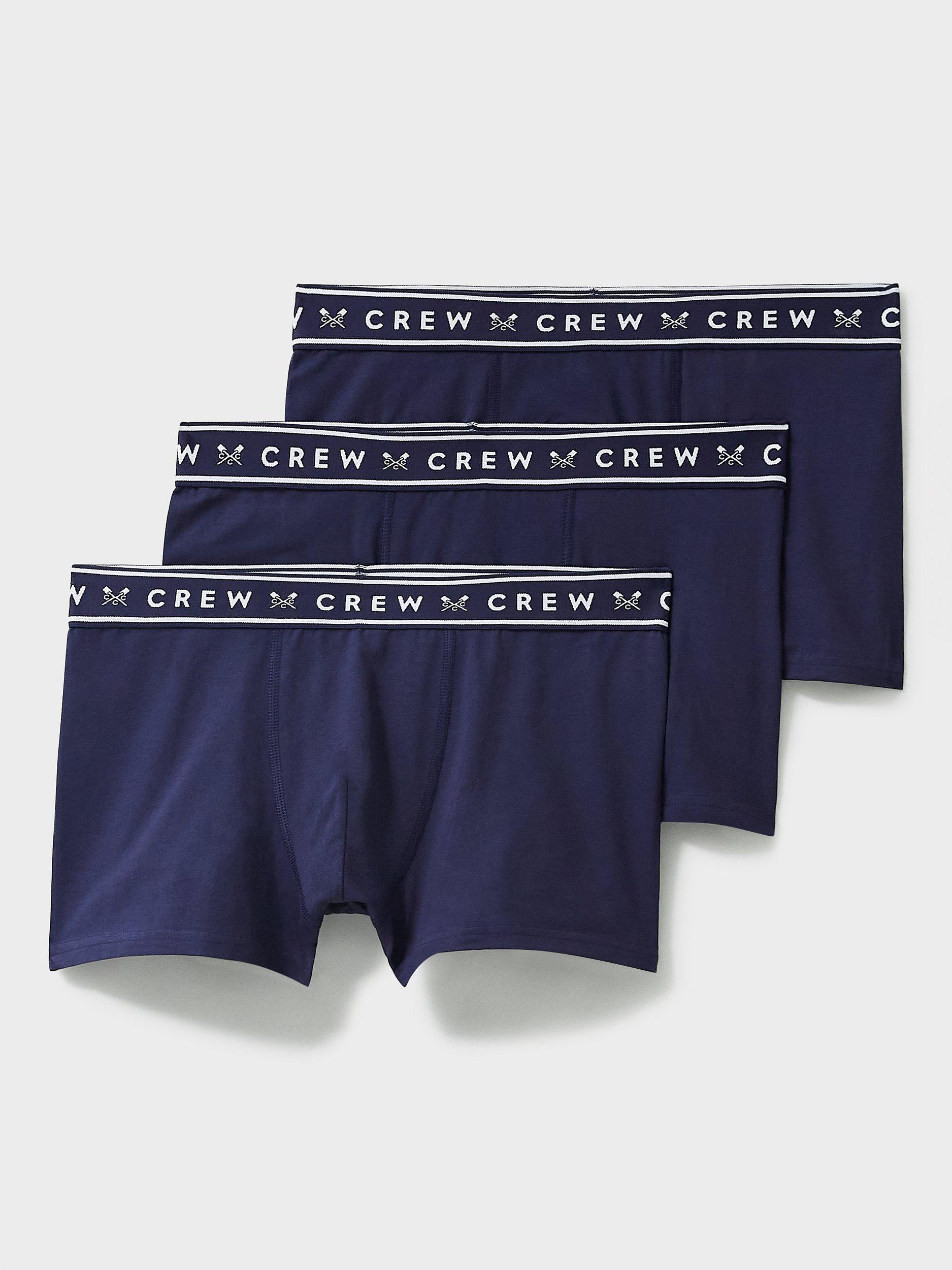 Product image 1 of 2, which shows Crew Clothing Jersey Boxers, Pack of 3, Navy Blue, S