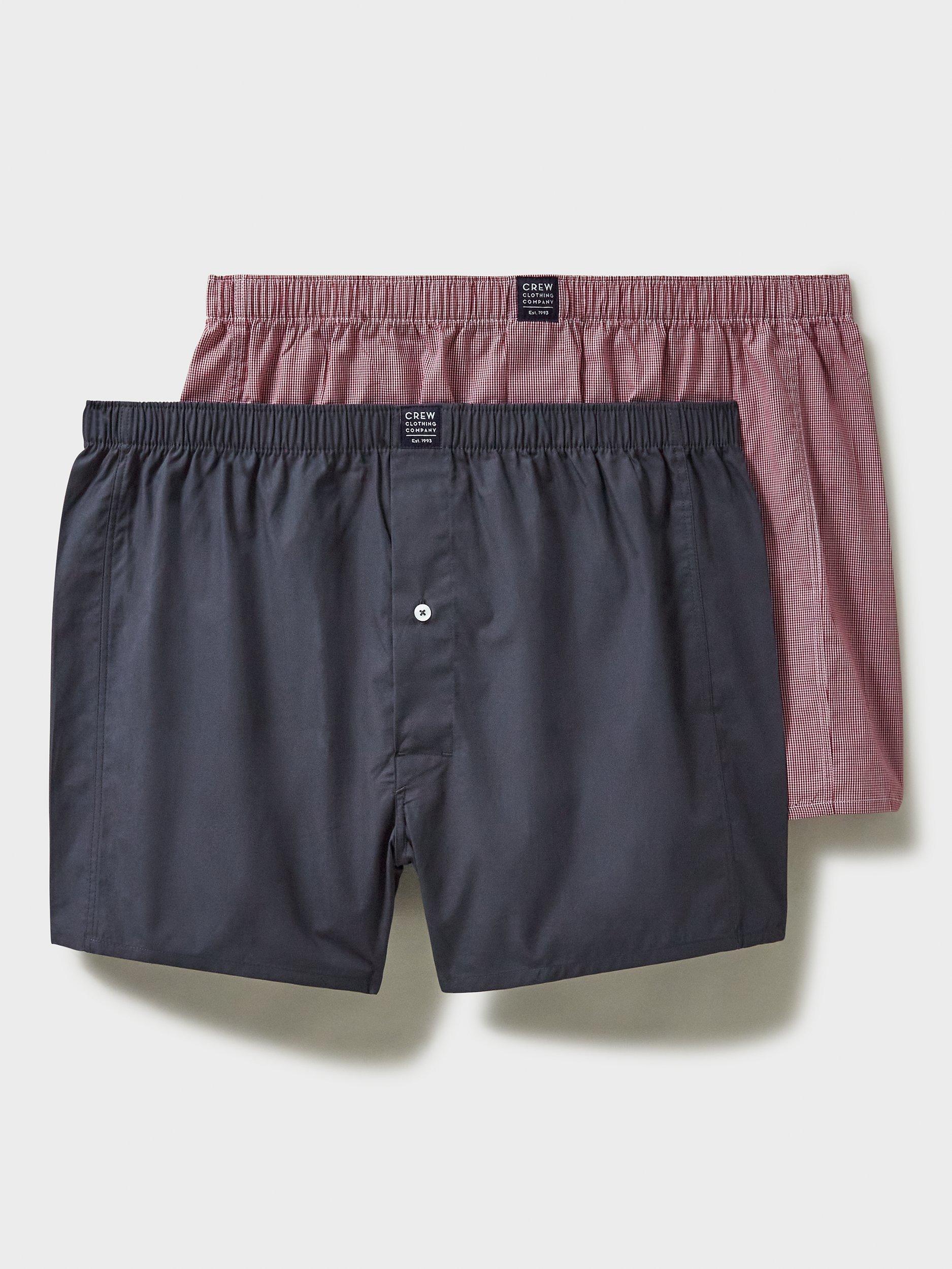 Crew Clothing Woven Boxers, Pack of 2, Navy/Red